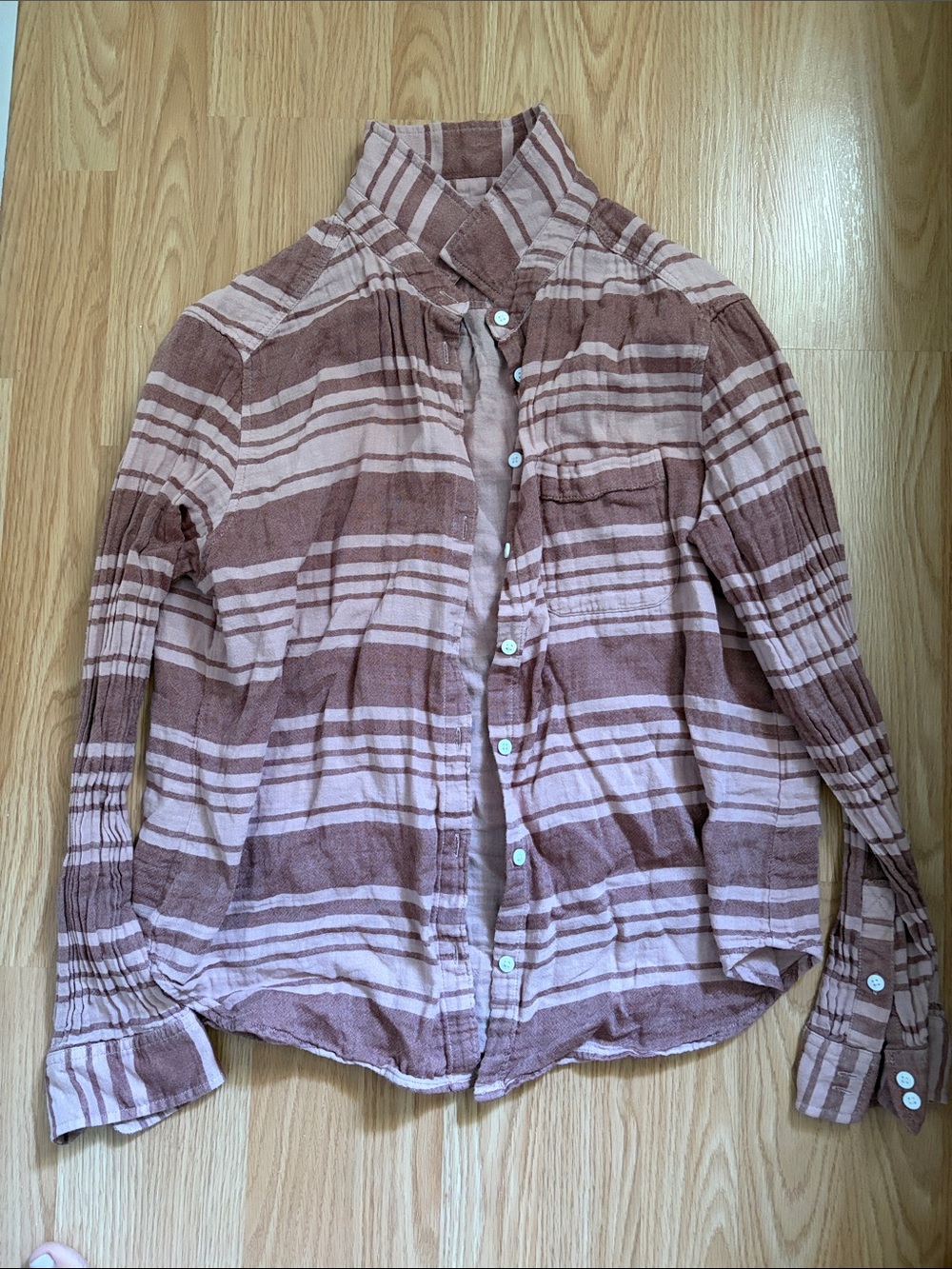 Outerknown Pink and mauve Striped Button-Down Shirt